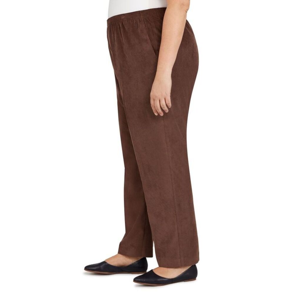 Plus Women's Classic Corduroy Elastic Waist Short Length Pant Size 18W Brown - Picture 4 of 4